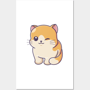 Cute smiling kitten sitting relaxed Posters and Art